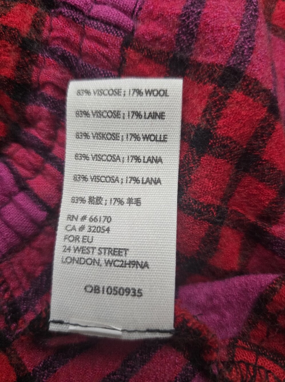 We The Free Pink & Red Plaid Button-Front Shirt Size S Cotton Wool - Picture 5 of 11